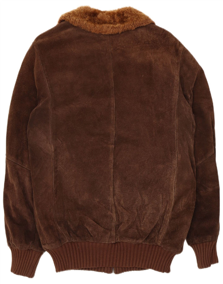 Vintage Herren Sherpa Wildleder Bomberjacke UK 36 Small Brown