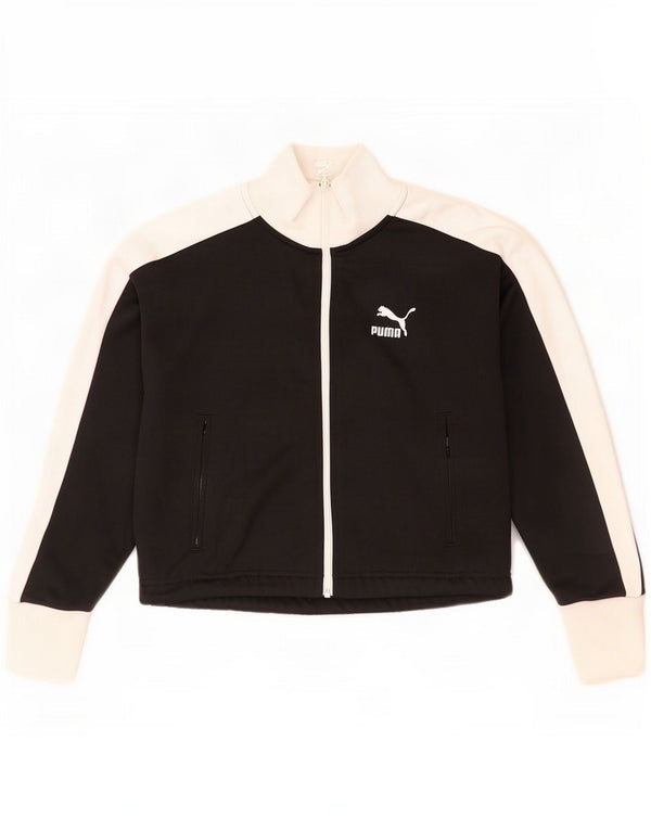 Puma Womens Crop Trainingsanzug Top Jacke UK 6 XS Schwarz Colourblock Polyester