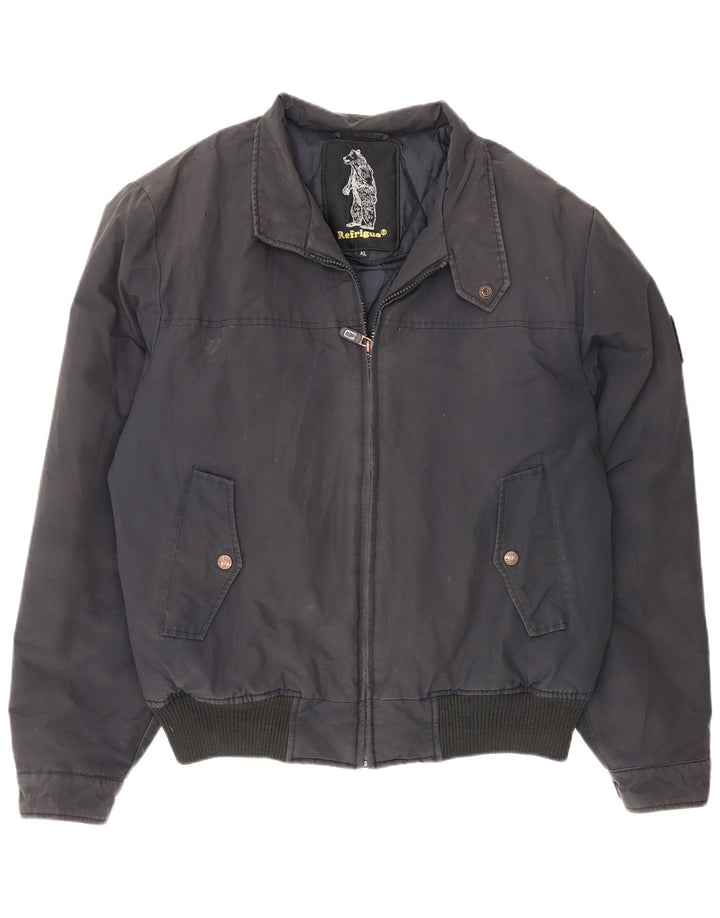 Refrigue Herren Bomberjacke UK 42 XL Marineblau Baumwolle