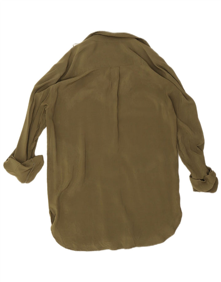 Zara Damen Longline-Hemdbluse UK 14 Medium Khaki