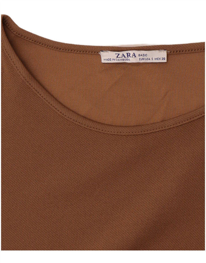 Zara Damen Etuikleid mit 3/4-Ärmeln, Gr. 10, Braun