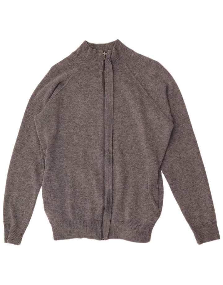 Zara Herren-Pullover mit Reißverschluss, XL, graue Wolle