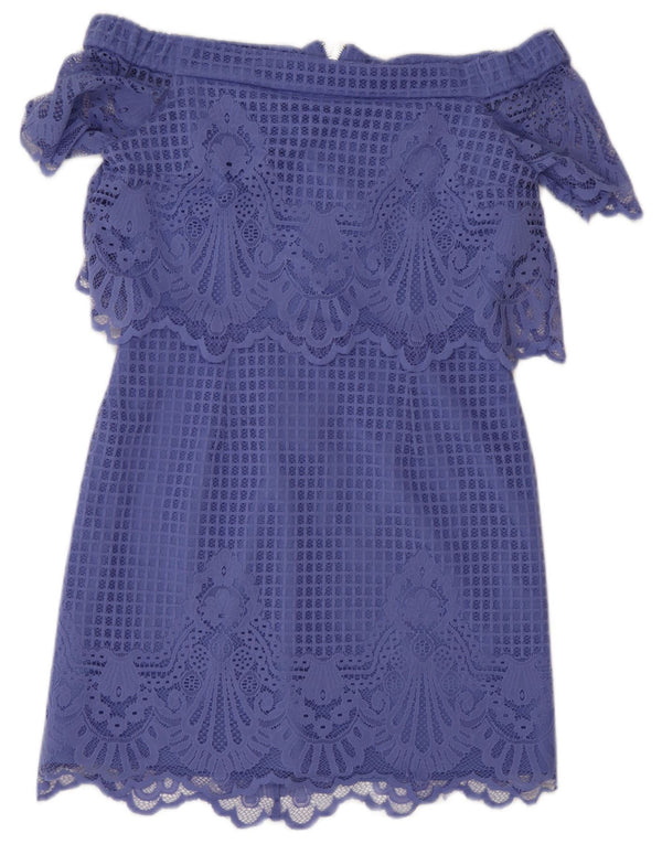 Schulterfreies Kleid für Damen von Topshop, Gr. 40, Größe S, Lila, Blumenmuster, Polyester