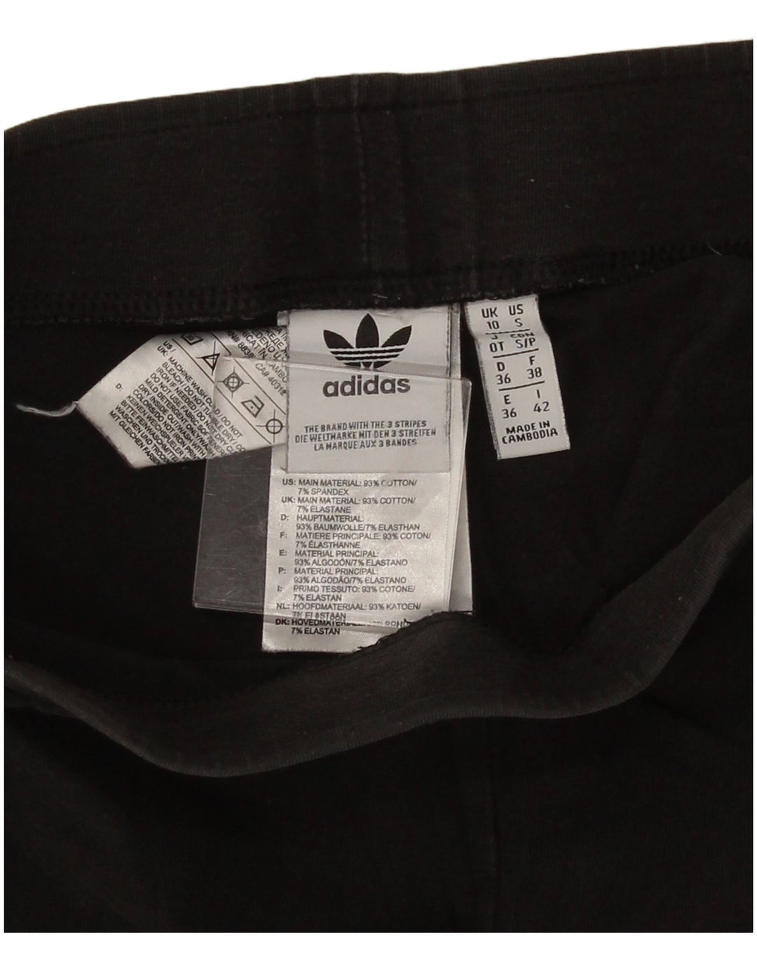 Adidas Damen Leggings UK 10 Small Schwarz Baumwolle