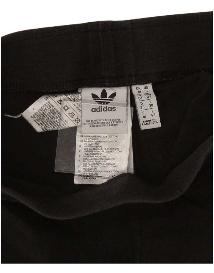 Adidas Damen Leggings UK 10 Small Schwarz Baumwolle