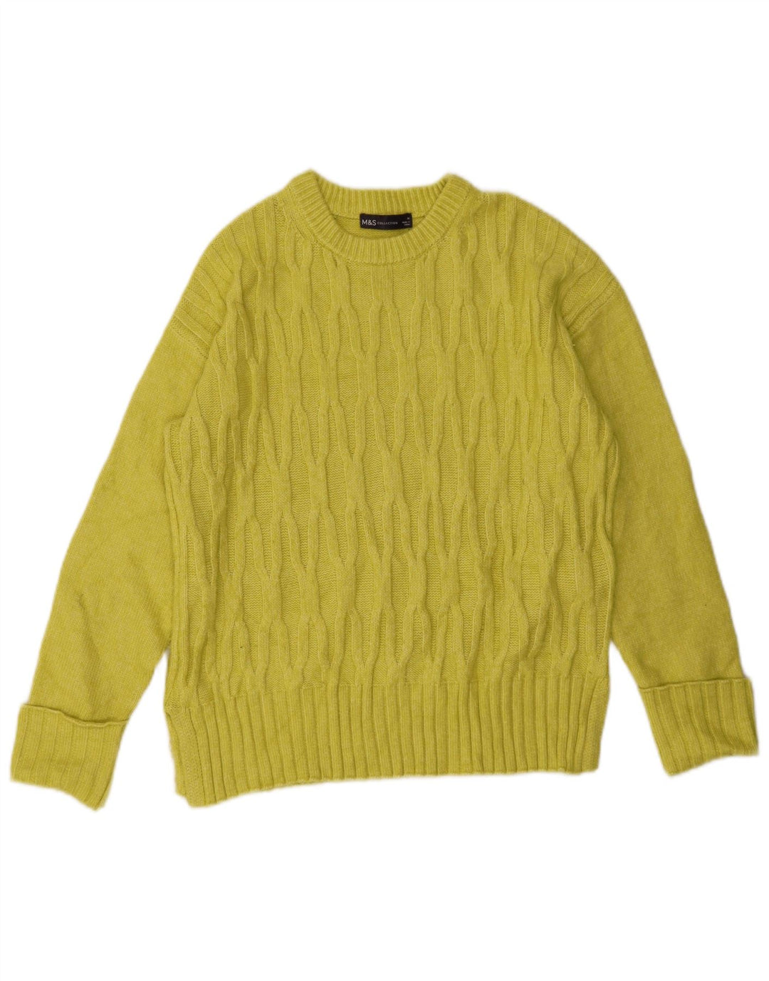 Marks & Spencer Damen-Pullover mit Rundhalsausschnitt, Gr. 14, Mittelgelb