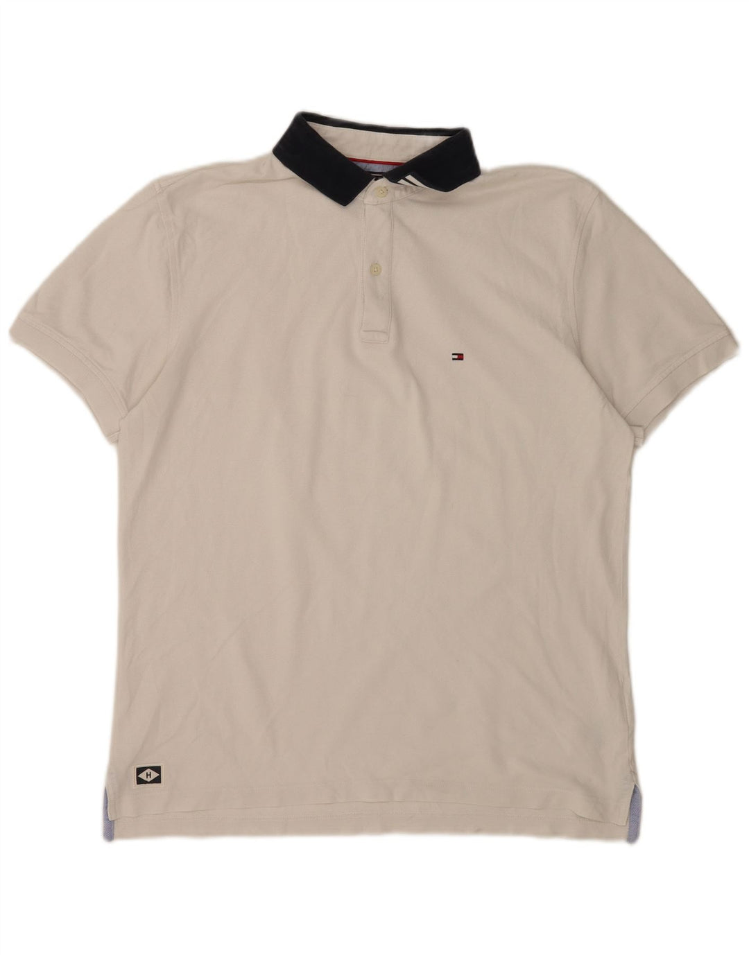 Tommy Hilfiger Herren-Poloshirt XL, weiße Baumwolle