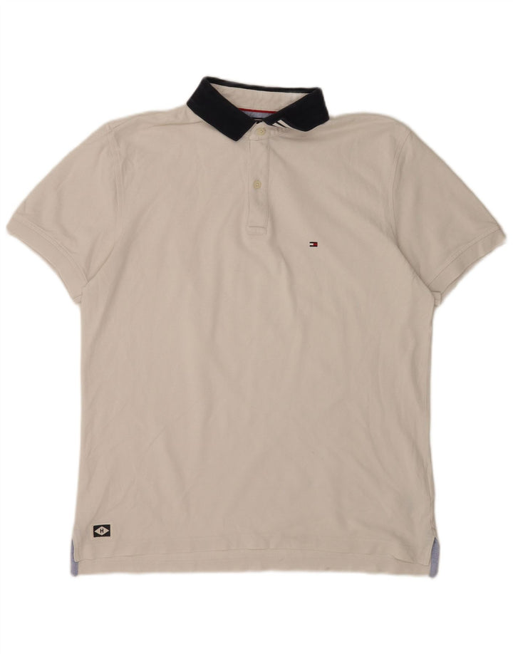 Tommy Hilfiger Herren-Poloshirt XL, weiße Baumwolle