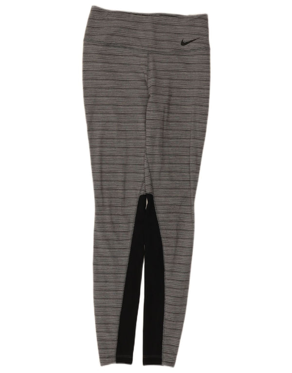 Nike Damen Dri Fit Leggings UK 8 Small Graues Colourblock-Nylon