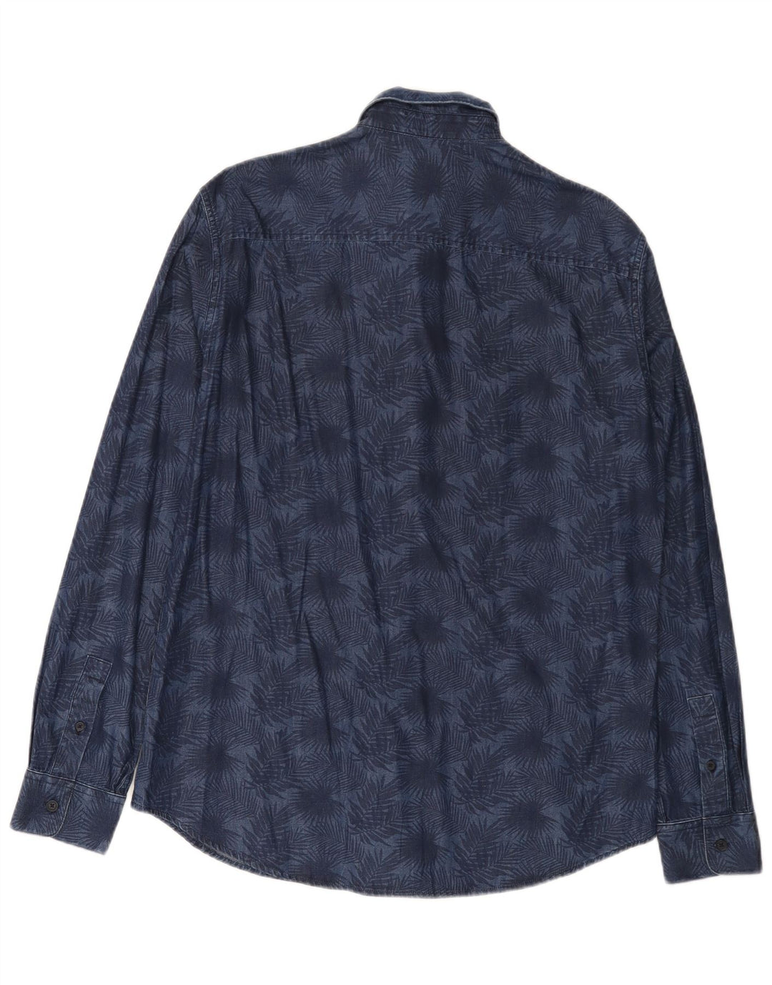 Armani Exchange Herren-Hemd mit normaler Passform, mittlere Marineblau-Blumen-Baumwolle
