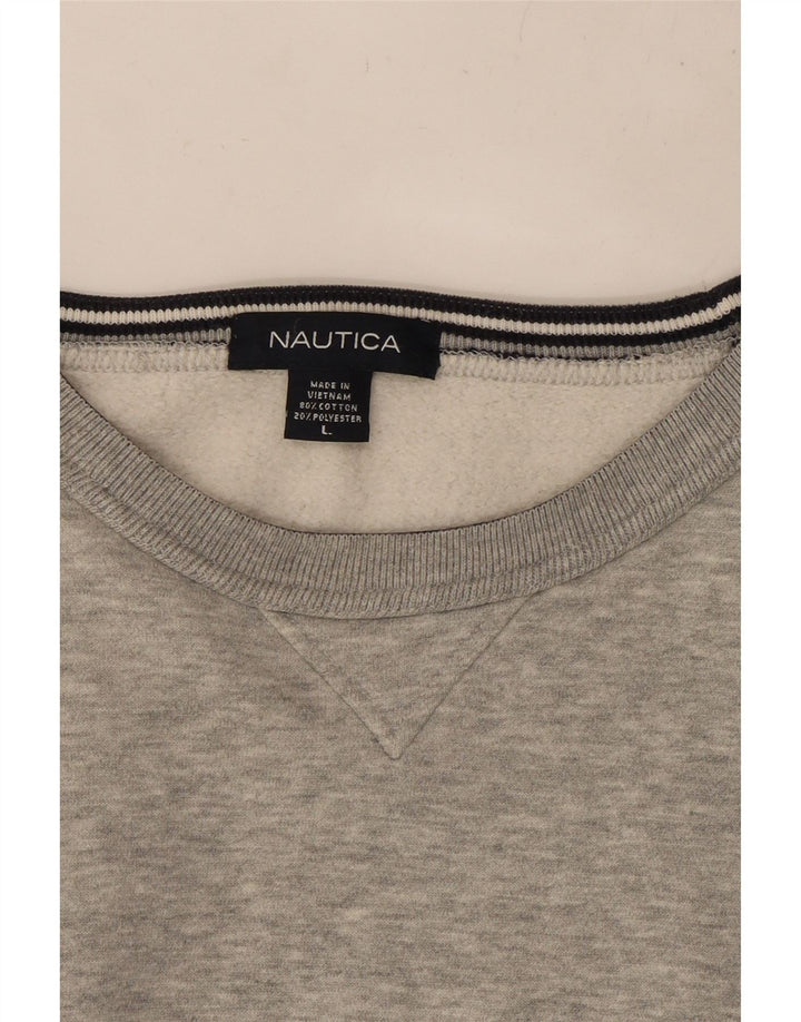 NAUTICA Herren-Sweatshirt-Pullover, große graue Baumwolle