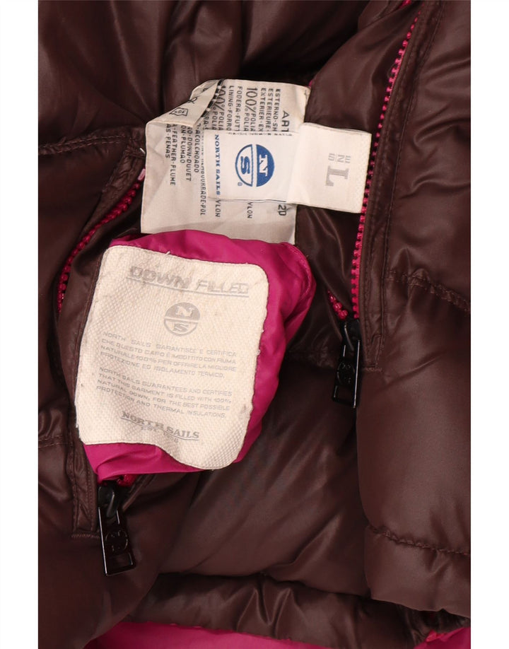 NORTH SAILS Womens Hooded Reversible Padded Jacket UK 16 Large Brown