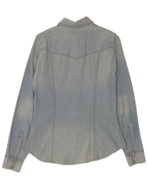 Guess Damen Jeanshemd UK 10 Small Blau Baumwolle