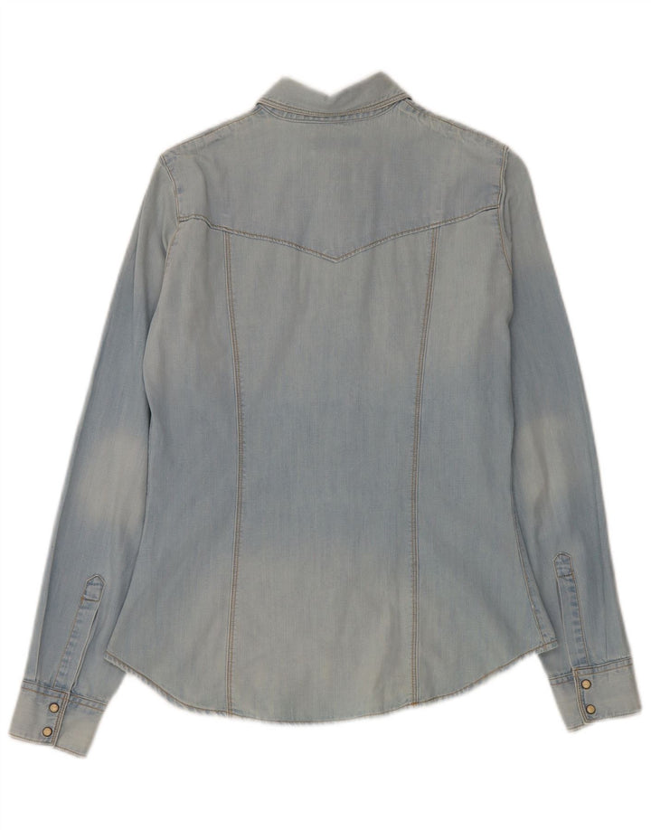Guess Damen Jeanshemd UK 10 Small Blau Baumwolle