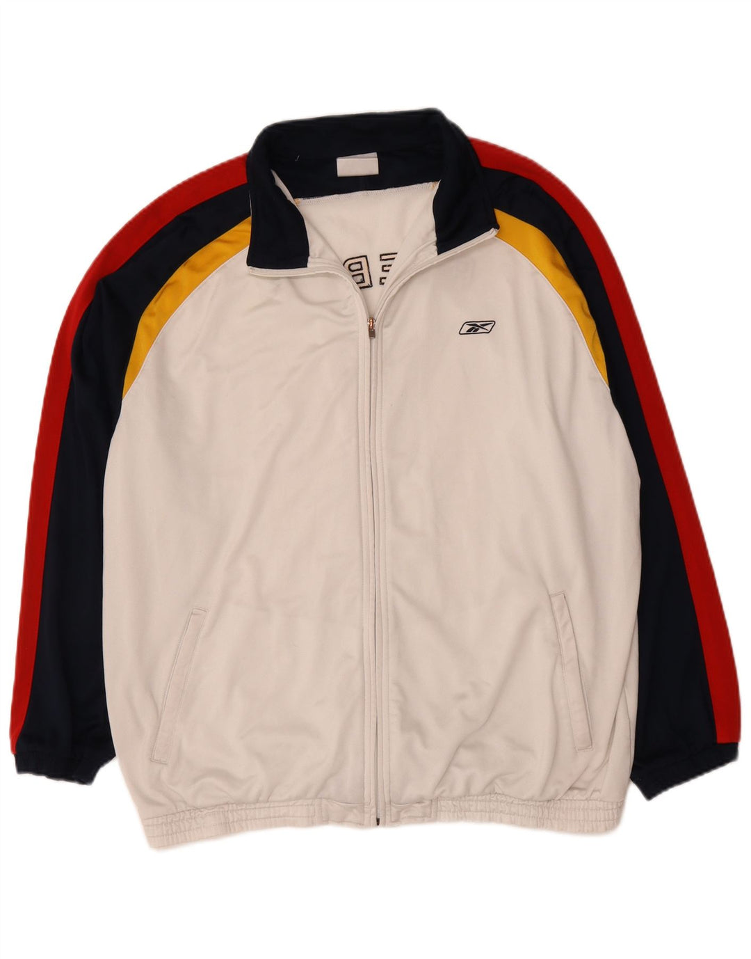 Reebok Herren Graphic Loose Fit Trainingsanzug-Oberteil, Jacke, Größe L, Weiß, Farbblock