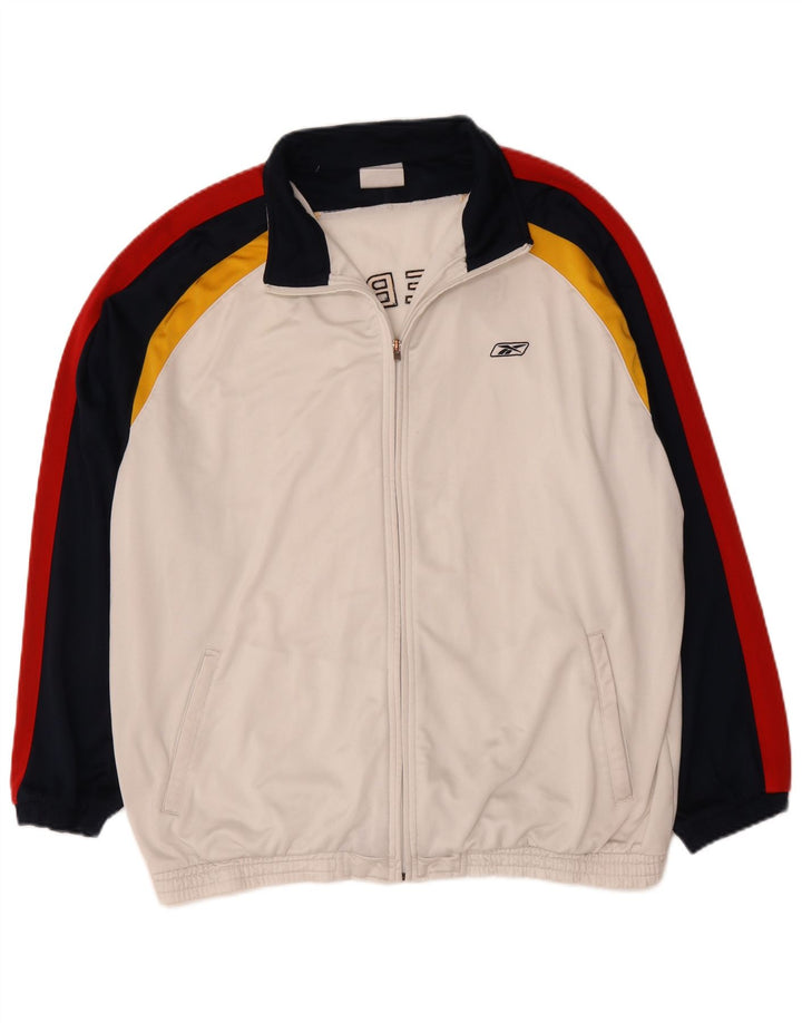 Reebok Herren Graphic Loose Fit Trainingsanzug-Oberteil, Jacke, Größe L, Weiß, Farbblock