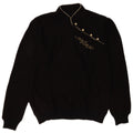 Vintage Damen Rollkragenpullover Pullover UK 14 Mittelschwarz geblümt