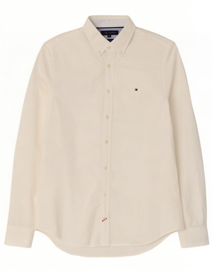 Tommy Hilfiger Herren-Slim-Fit-Hemd aus mittelweißer Baumwolle