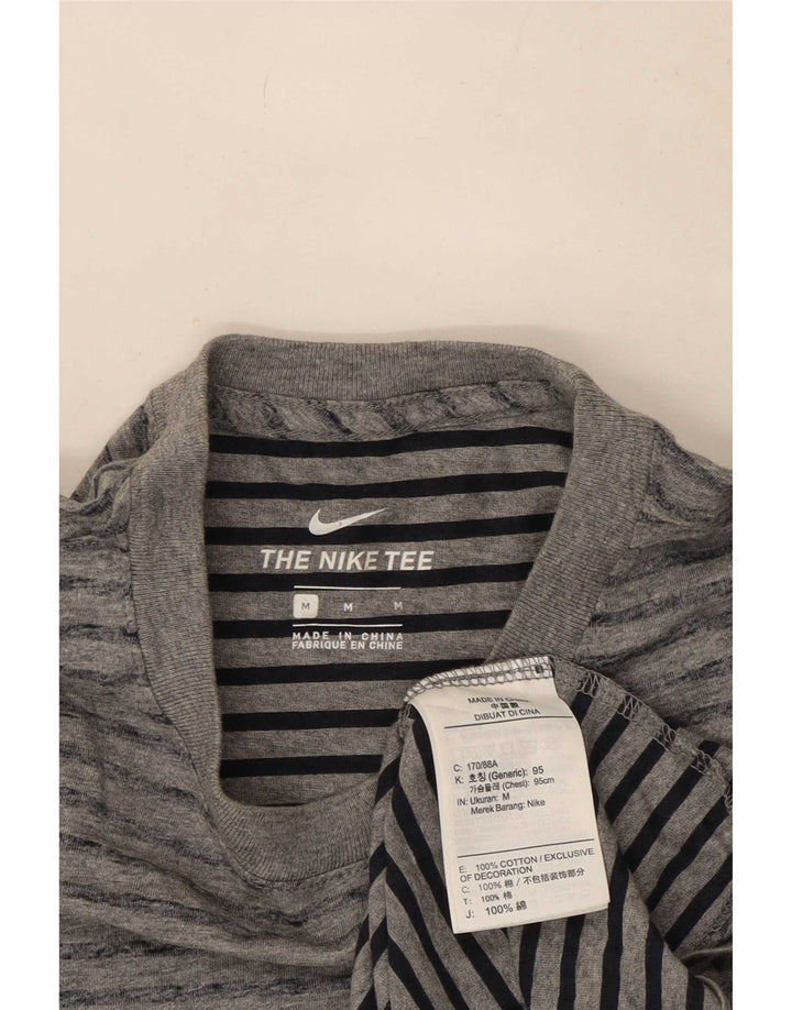 Nike Herren-T-Shirt aus mittelgrauer, gestreifter Baumwolle