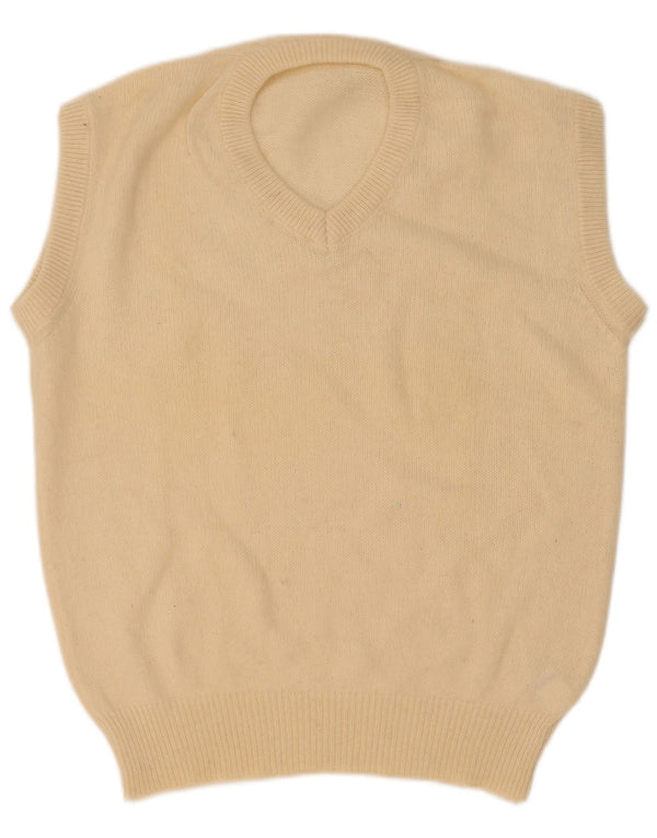 Vintage Herren Weste Tank Top Medium Beige Wolle