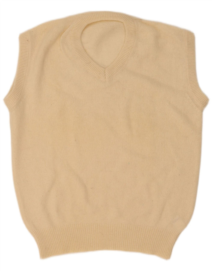 Vintage Herren Weste Tank Top Medium Beige Wolle