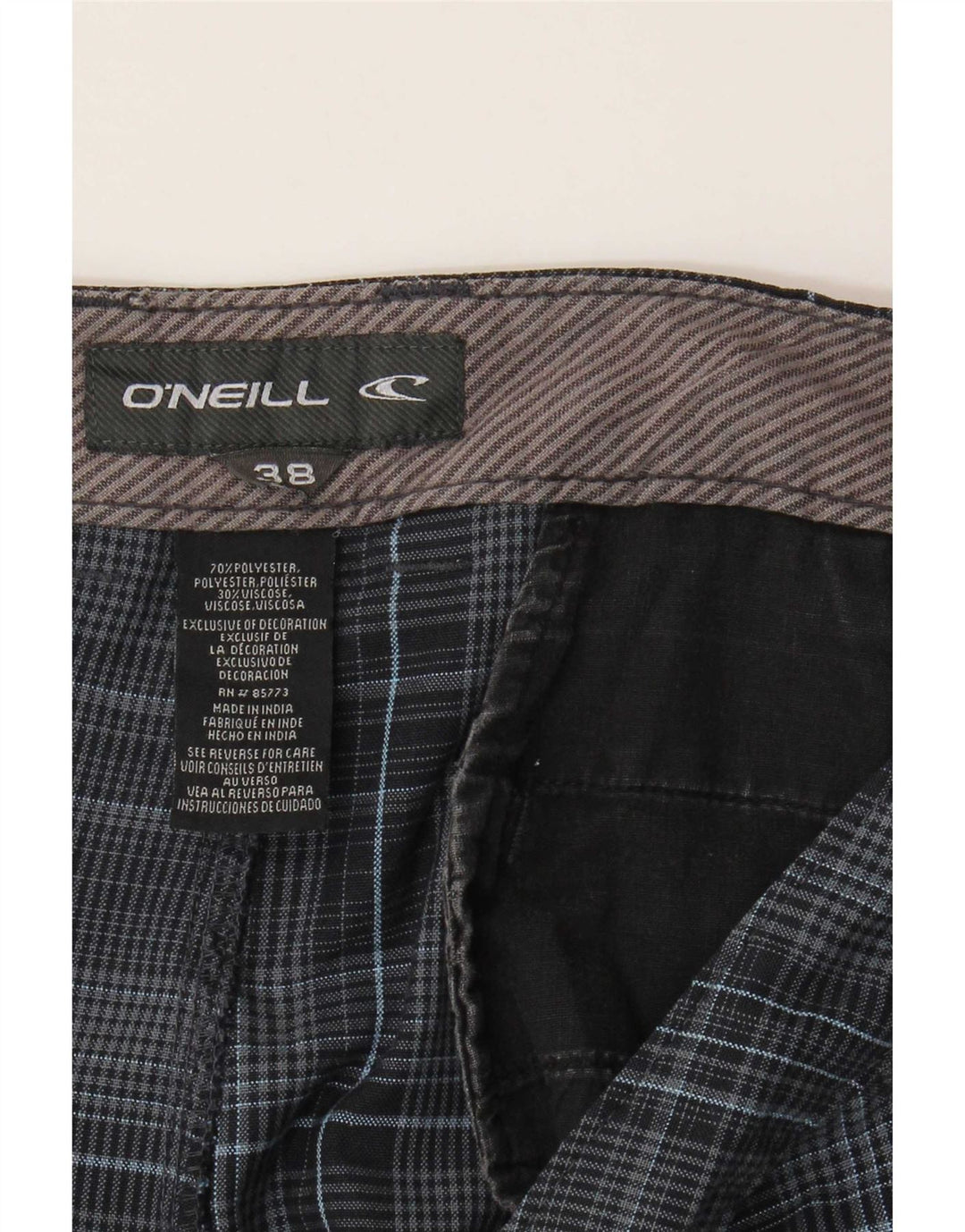 O'Neill Herren Chinoshorts W38 XL Marineblau kariertes Polyester