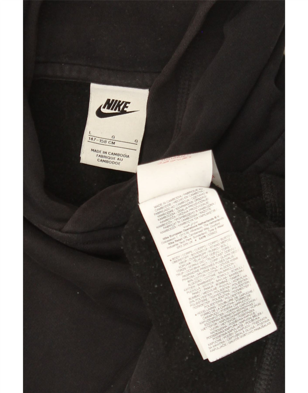 NIKE Kapuzenpullover für Jungen, 12–13 Jahre, Größe L, Schwarz, Baumwolle