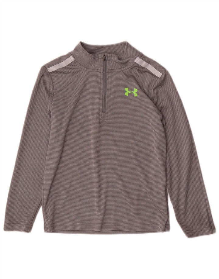Under Armour Jungen-Trainingsanzugoberteil mit grafischem Pullover, 5–6 Jahre, grau gestreift