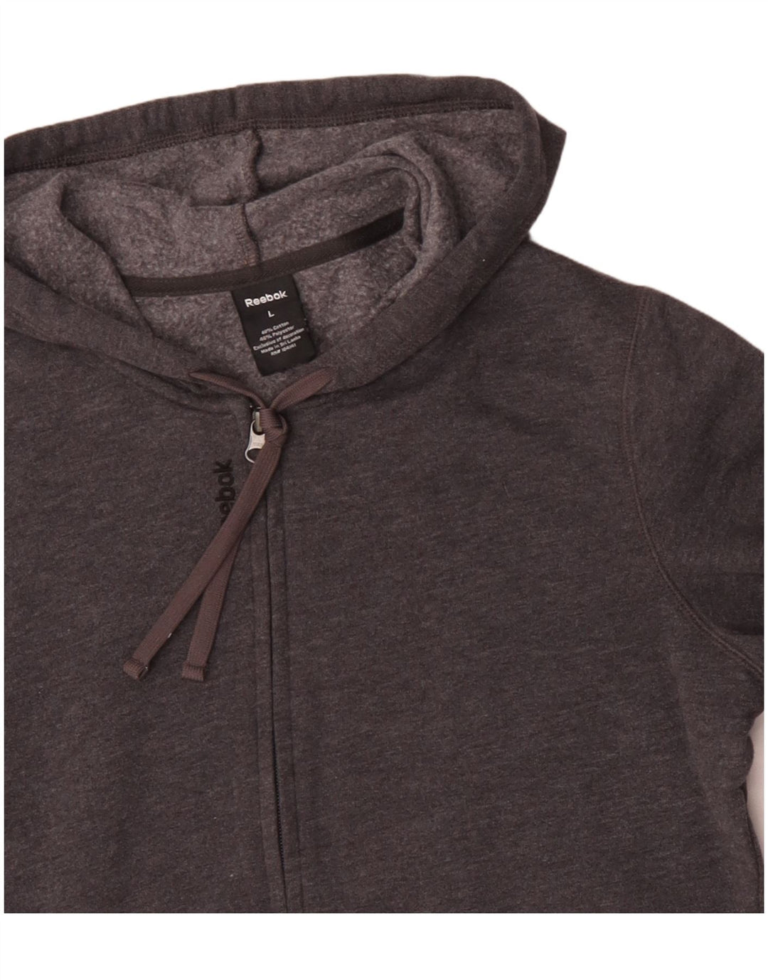 REEBOK Herren-Kapuzenpullover mit Reißverschluss, groß, graue Baumwolle