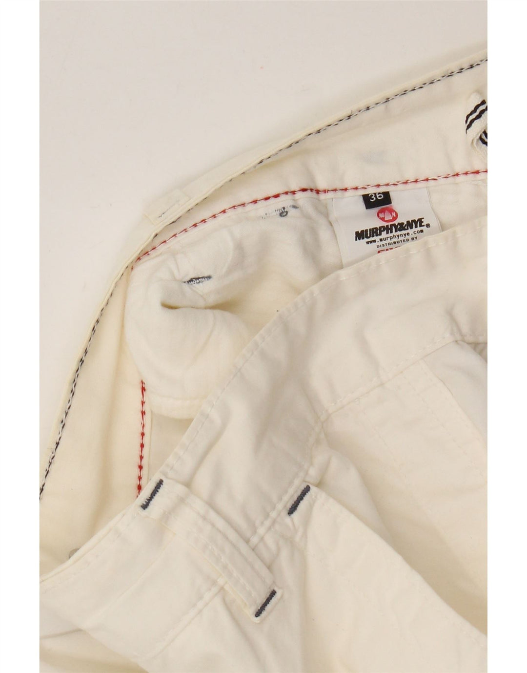 Murphy & Nye Herren-Chinoshorts W36 Large aus weißer Baumwolle