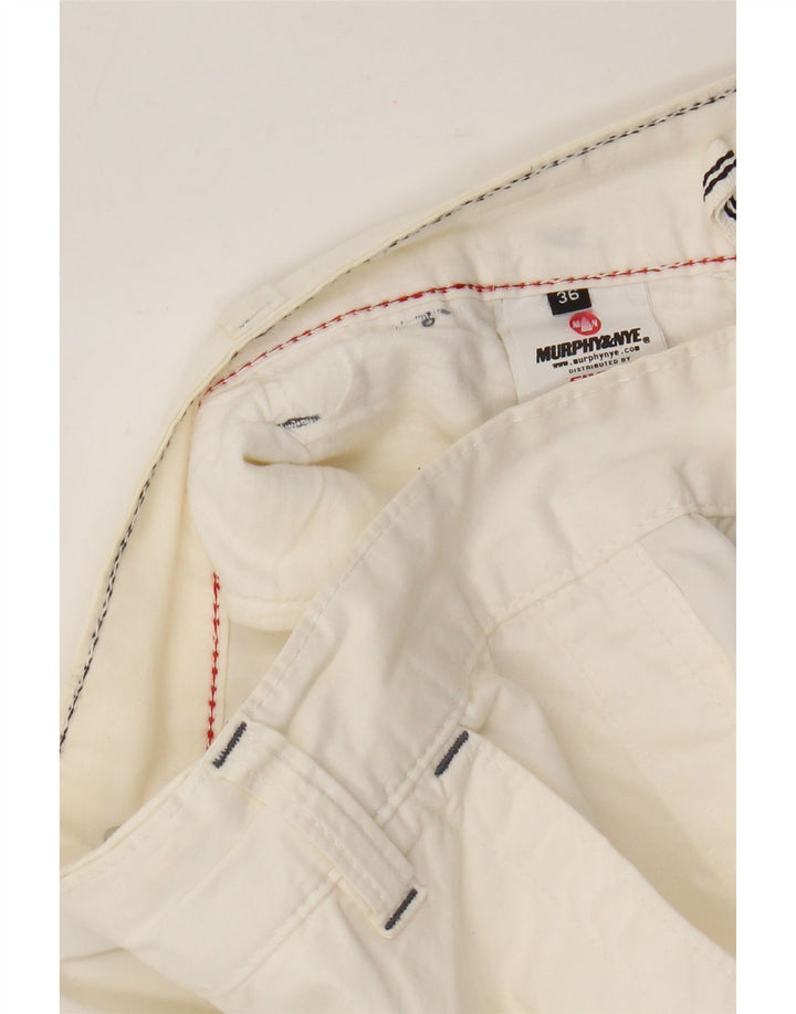 Murphy & Nye Herren-Chinoshorts W36 Large aus weißer Baumwolle