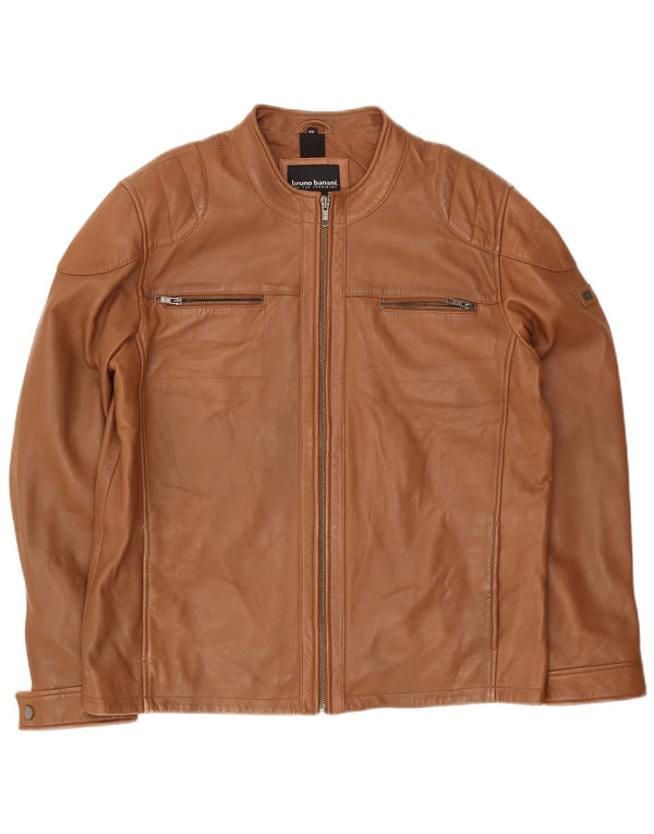 Bruno Banani Herren Leder Bikerjacke UK 44 2XL Braun