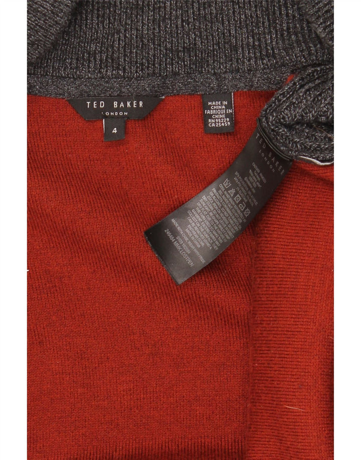 TED BAKER Herren-Strickjacke, Größe 4, groß, graues Polyester