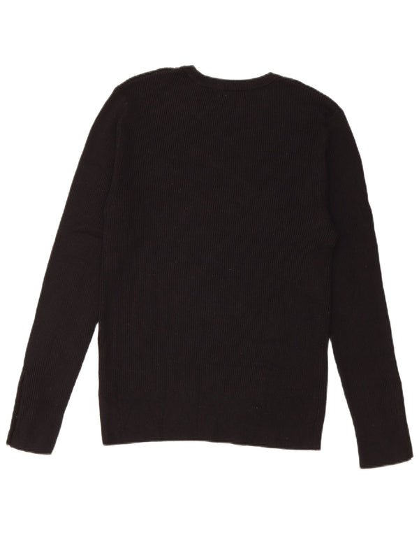 Marks & Spencer Damen Top Langarm UK 12 Medium Schwarz Viskose