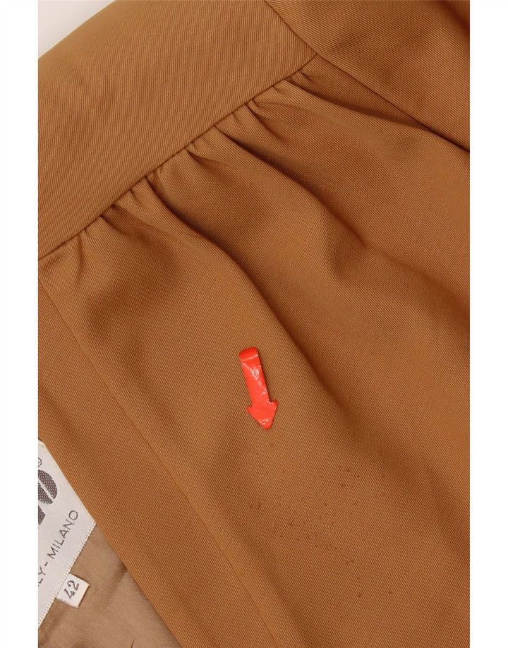 Vintage Damen 3 Knopf 3/4 Ärmel Blazer Jacke IT 42 Mittelbraun Rayon