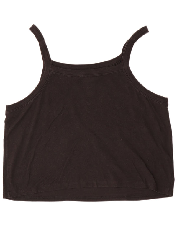 Adidas Damen Crop Cami Top UK 28/30 3XL Schwarz Baumwolle