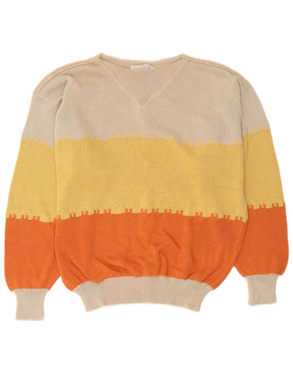 I Maschi Damen-Pullover mit U-Boot-Ausschnitt IT 48 XL Mehrfarbiger Farbblock