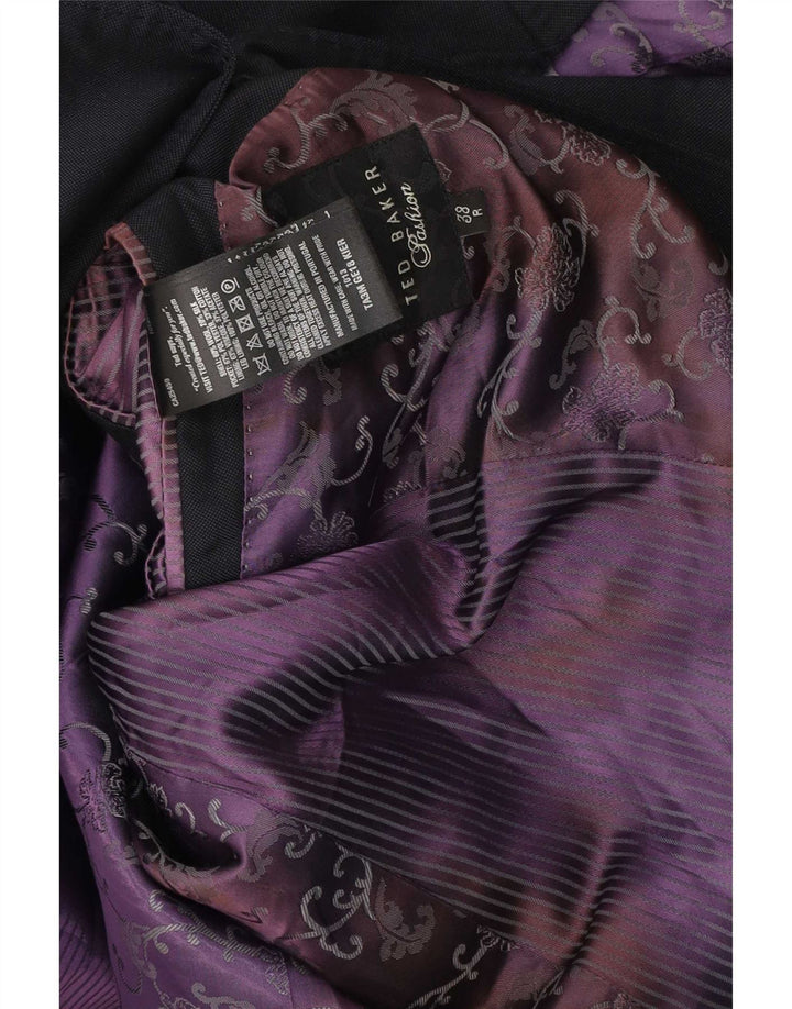 Ted Baker Herren-Blazer mit 1 Knopf, UK 38, mittelschwarze Wolle