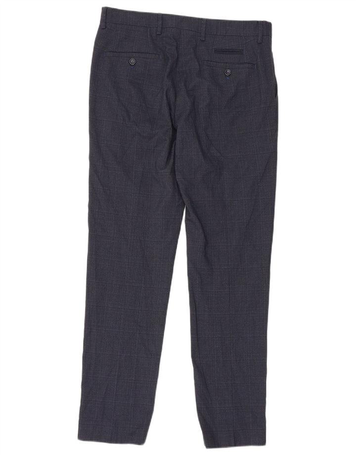 Penguin Slim-Anzughose für Herren, W32, L30, marineblau, kariert, Polyester