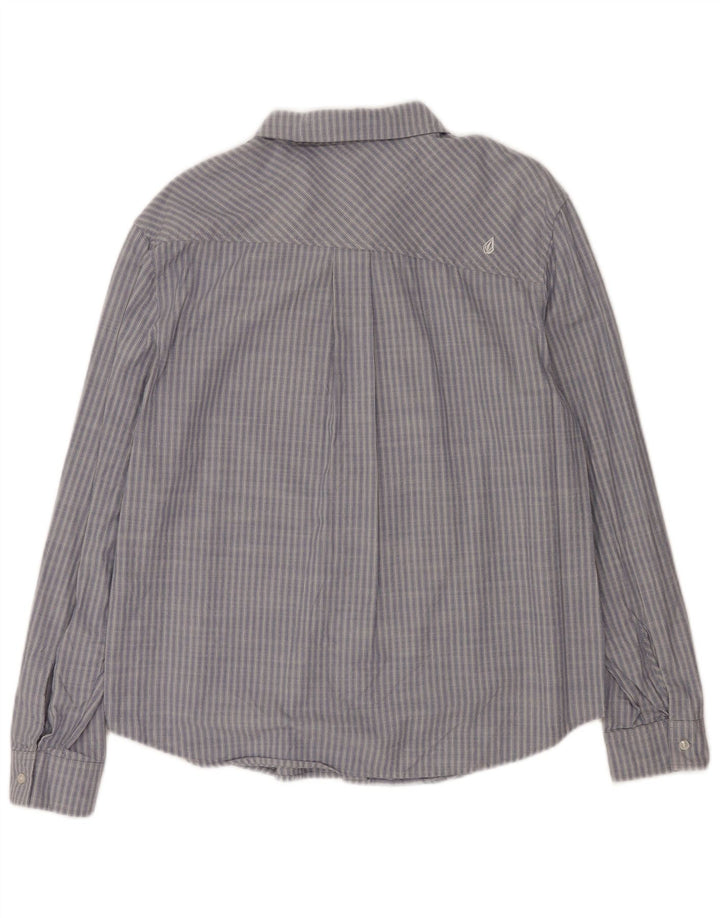 Volcom Damen-Hemd UK 14, groß, blau gestreift, Baumwolle