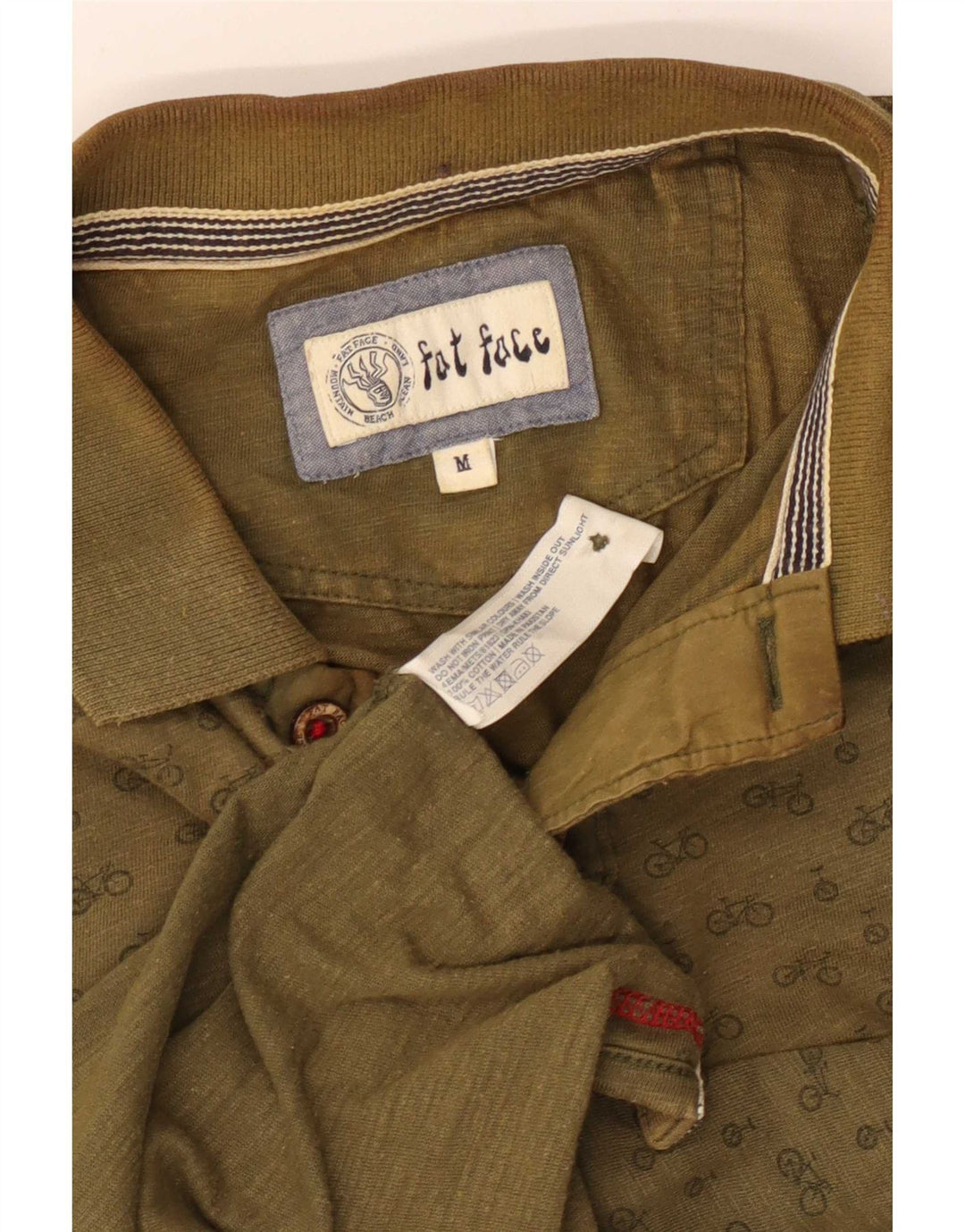 Fat Face Herren-Poloshirt mit abstraktem Muster, mittlere Khaki-Baumwolle