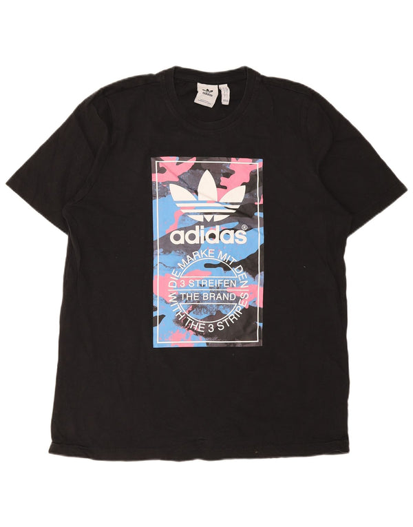 Adidas Herren Grafik T-Shirt Top Large Schwarz Baumwolle