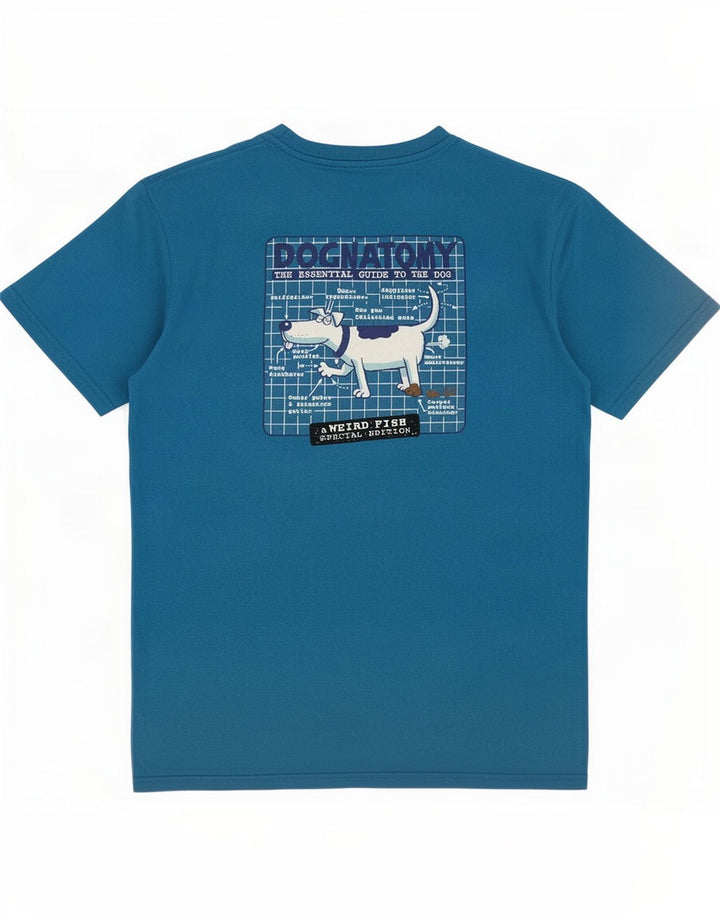 Weird Fish Herren-T-Shirt mit Grafik, mittelblaue Baumwolle