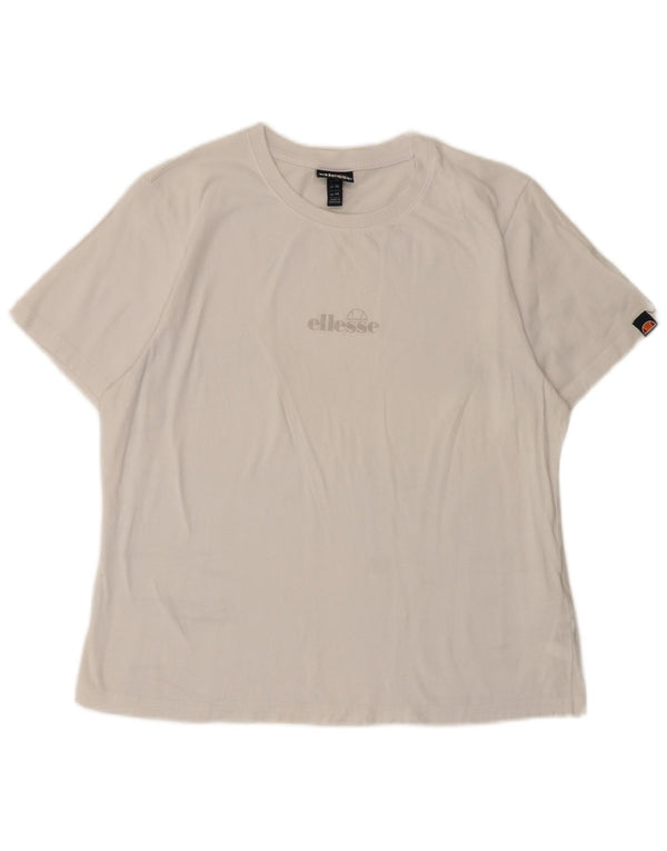 Ellesse Womens Graphic T-Shirt Top UK 14 Large Weiße Baumwolle