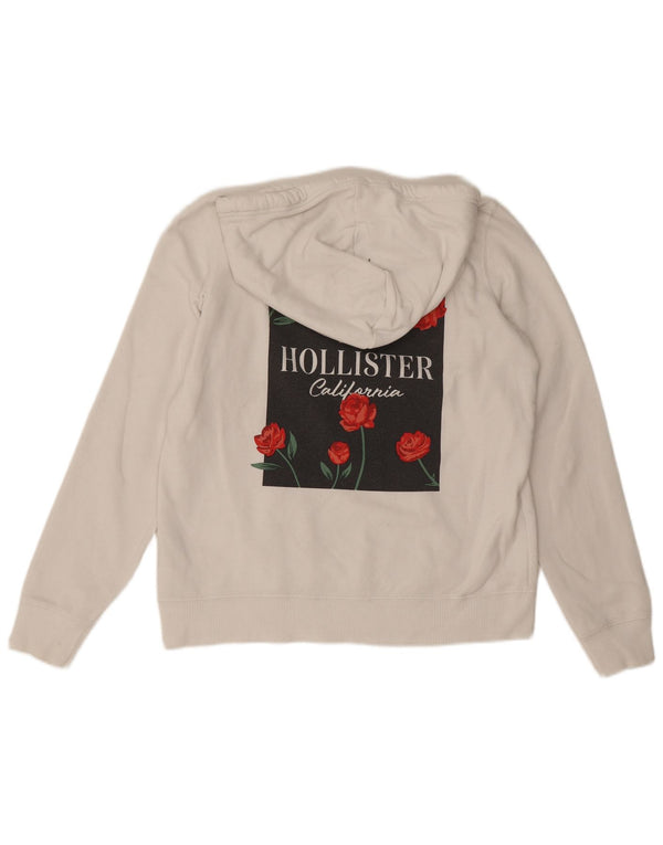 Hollister Womens Graphic Hoodie Pullover UK 14 Mittelweiße Baumwolle