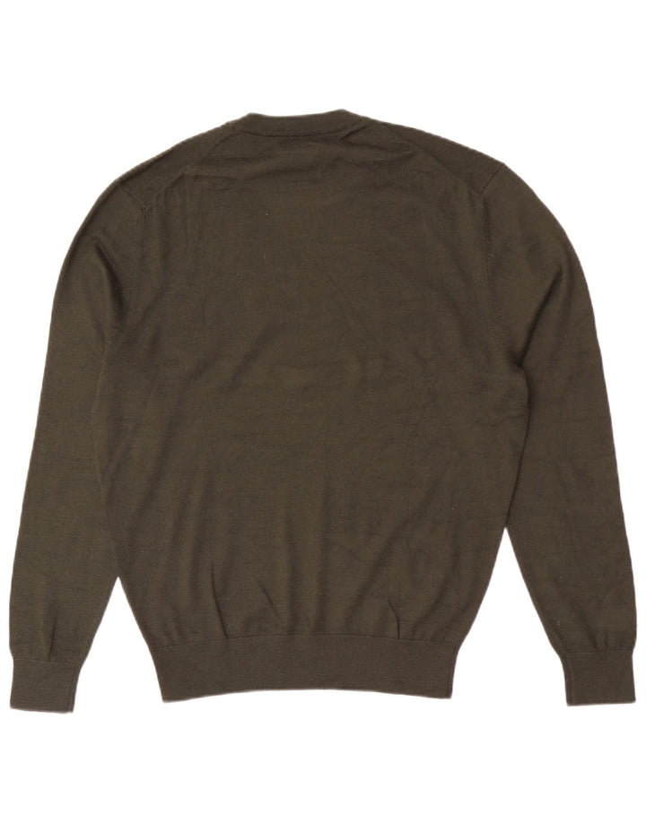 Zara Herren-Pullover mit Rundhalsausschnitt, groß, Khaki