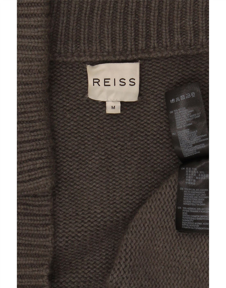 Reiss Womens Open Cardigan Sweater UK 14 Mittelgraues Nylon