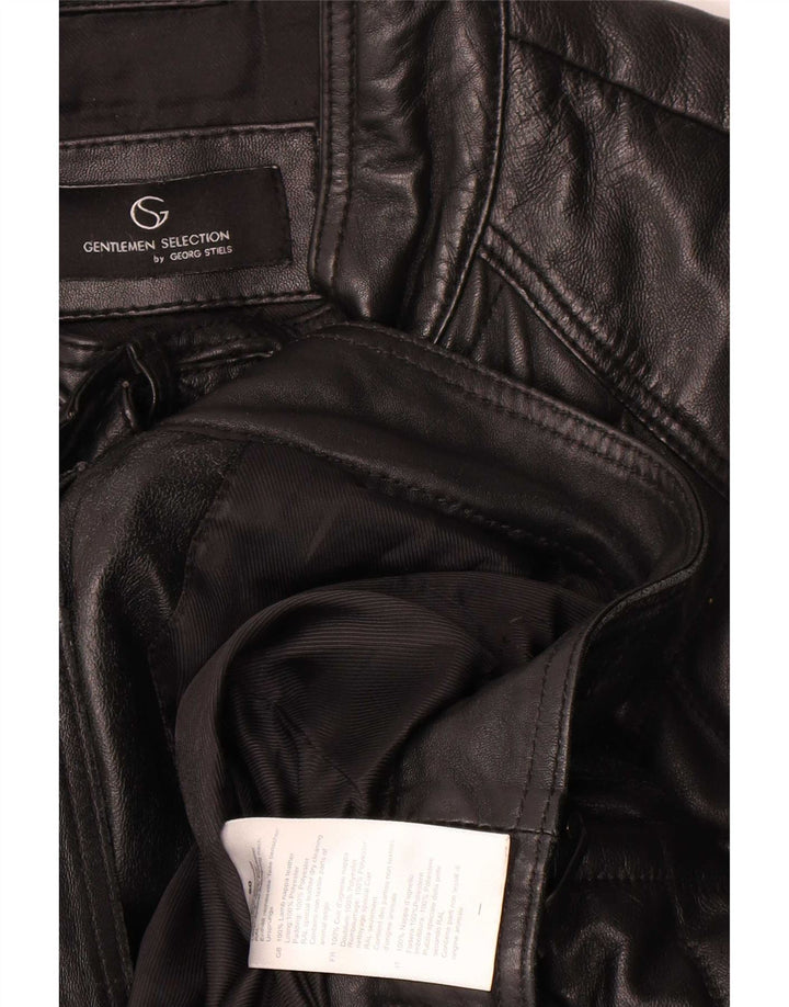 Vintage Herren gesteppte Lederjacke IT 50 großes schwarzes Leder