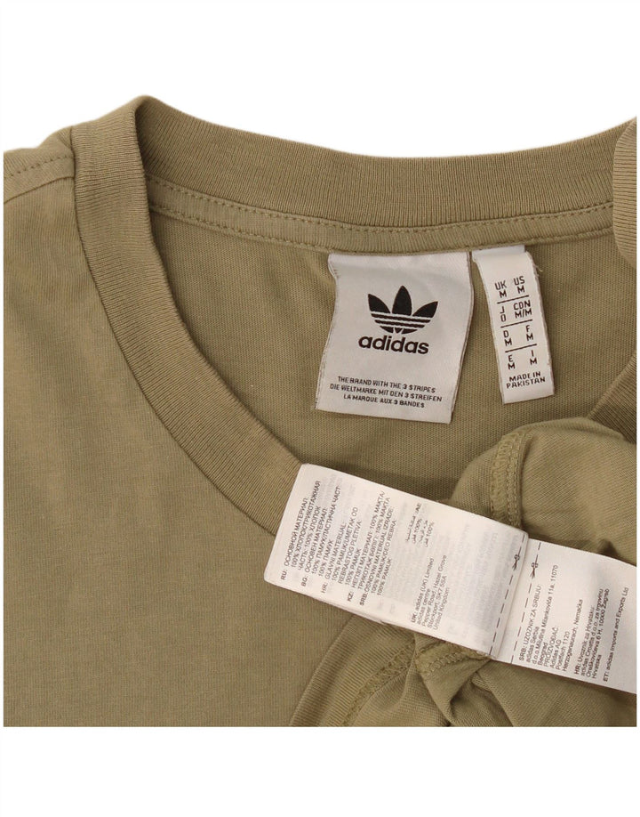 Adidas Herren Grafik-T-Shirt-Oberteil aus mittlerer Khaki-Baumwolle