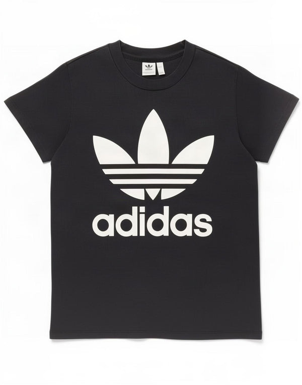 Adidas Damen Graphic T-Shirt Top UK 12 Medium Schwarz Baumwolle